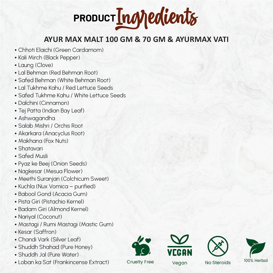 Ayur Max Vati | 30 Vegan Tablets - Image 2